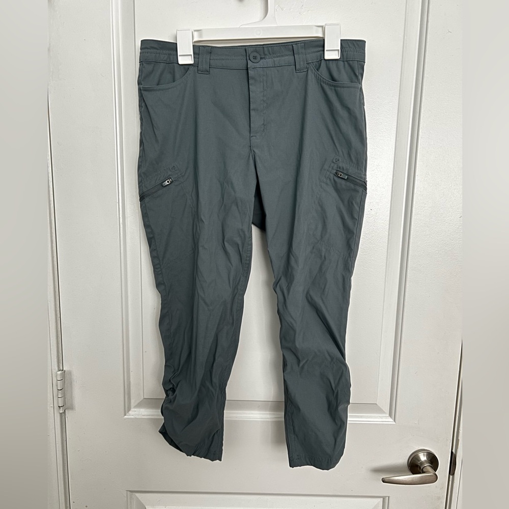 Eddie Bauer Gray Athletic Pants Zippers Synched Capris Size 10 Hiking Outdoors